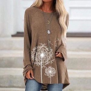 Denim, Boots, and Bling Tops - Dandelion Tunic in Beige Denim, Boots, and Bling Tops - Dandelion Tunic in Beige